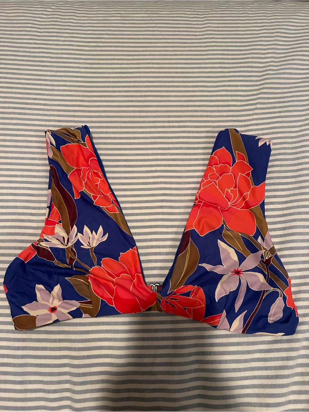 Floral V-Neck Women's Bikini Top